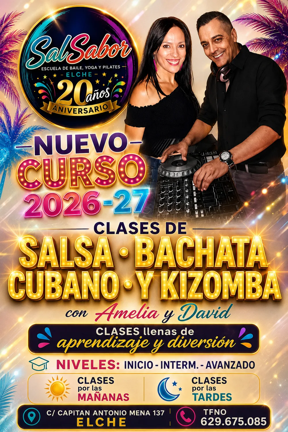 Cartel del curso de salsa, bachata, cubano y kizomba de Salsabor