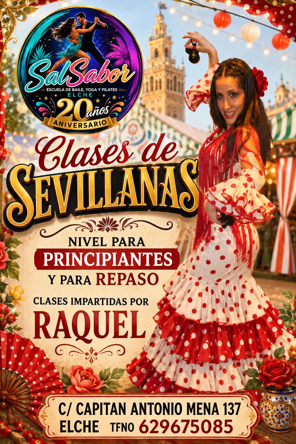 Cartel de las clases de sevillanas para principiantes y repaso
